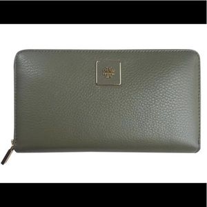 Tory Burch Green Clara Zip Continental Wallet